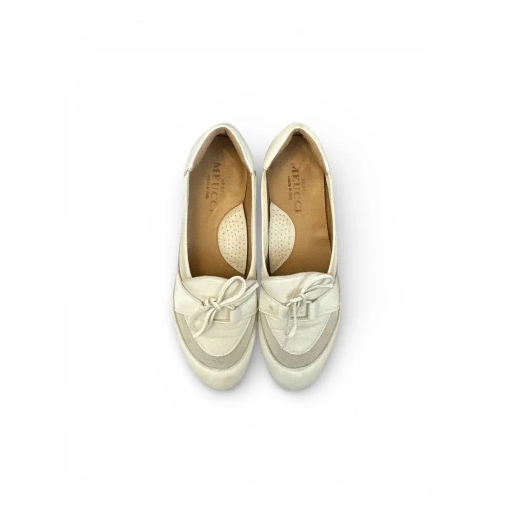 Meucci White Loafers luxury minimalist-Made in Italy Size 8N